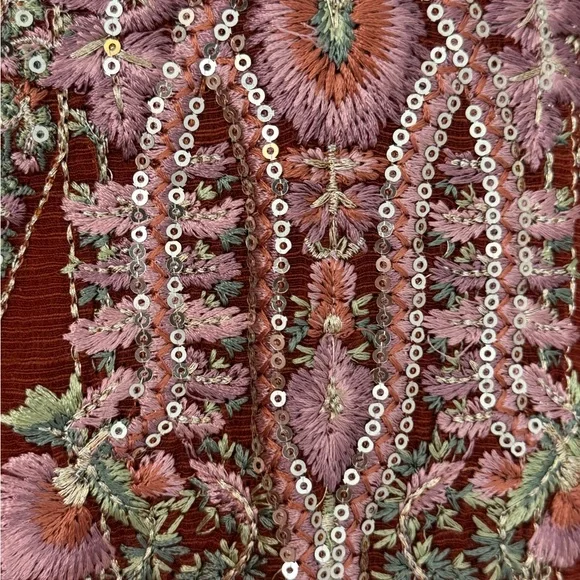 Sana Safinaz - luxury Collection Net Rust Embroidered  (plus Inner piece ) - Picture 7 of 9